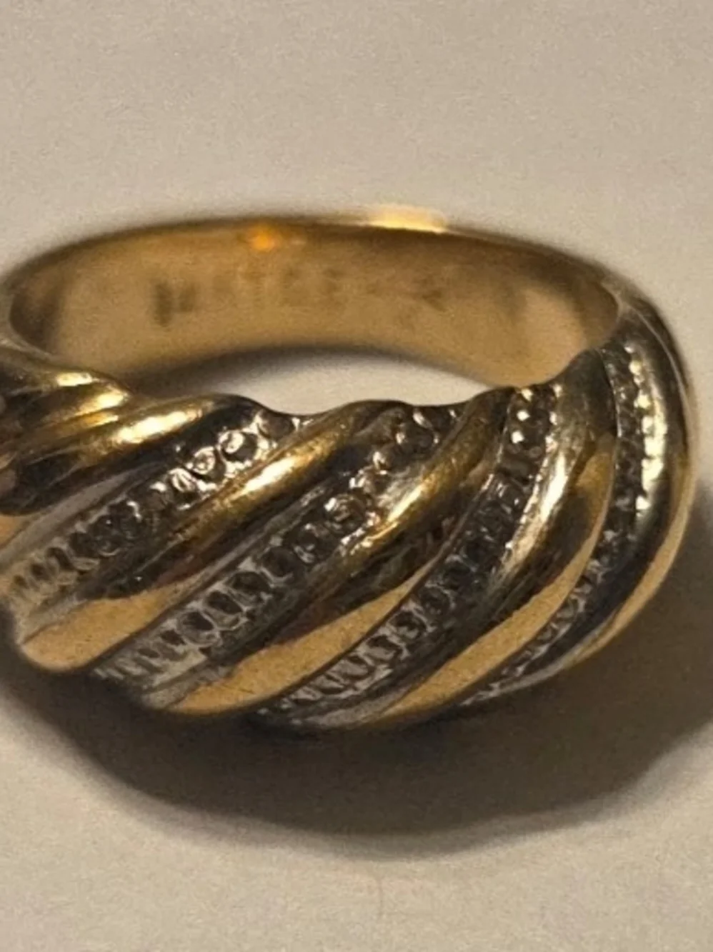 Vintage Gold-Plated and Silver Twisted Band Ring Size 6